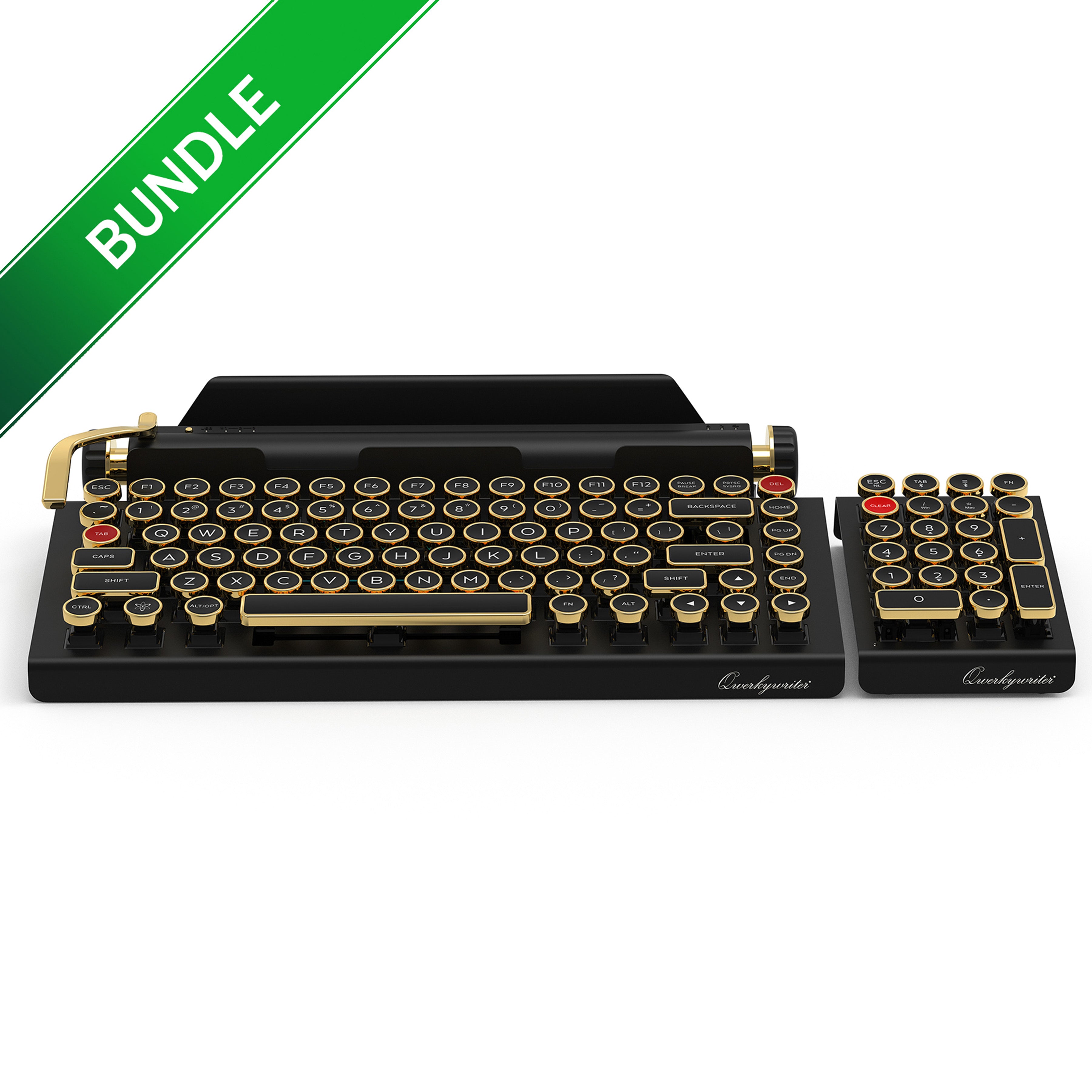 BUNDLE BLACK GOLD QWERKYWRITER® + NUMKEY NUMPAD + WRIST REST  ***Shipping Mid December